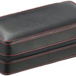 Diplomat 31-467 Black Leather Double Watch Zippered Travel Case with Black Suede Interior Watch Case
