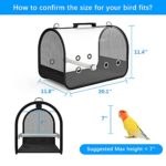 Blue Mars Bird Carrier, Large Bird Travel cage,Portable & Breathable & Transparently Foldable Pets Birds Travel Bag with Bird Perch(20.1”x 11.8”x 11.4”)