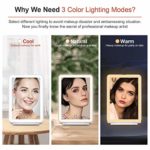 Rechargeable Makeup Vanity Mirror with 72 Led Lights, Lighted Portable Light up Beauty Mirror, 3 Color Lighting, Dimmable Touch Screen, Tabletop Cosmetic Mirror