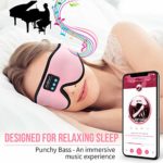 MUSICOZY Sleep Headphones 3D Bluetooth Wireless Sleep Mask, Sleeping Headphones Music Eye Mask for Side Sleepers, Air Travel, Meditation, Built-in Ultra Soft Thin Speakers Microphones Pink