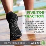 Gaiam Yoga Socks – Grippy Non Slip Sticky Toe Grip Accessories for Women & Men – Hot Yoga, Barre, Pilates, Ballet, Dance, Home – Pink, Small/Medium