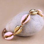KELITCH Gold Conch Shell Bracelet Handmade Bohemia Cowry Beads Shell Anklets for Women Beach Fashion Jewelry