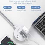 Power Strip Surge Protector with USB C – Extension Cord Flat Plug with 2 Widely AC Outlet and 3 USB, Small Desktop Charging Station with 5 ft Power Cord, Compact for Travel, Home and Office (490J)