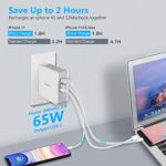 USB C Charger,VHEONET 65W Fast Charger & Type-C Charger with a 65W PD Port,3-Port 65W Charger with US/UK/EU Plugs for Travel, for MacBook Pro, USB-C Laptops, iPad Pro, iPhone, Galaxy,Pixel and More
