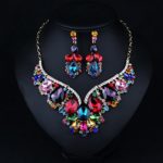 Hamer Collar Costume Jewelry Crystal Choker Pendant Statement Chain Charm Necklace and Earrings Sets Women (3#)