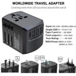 Travel Adapter, Universal Plug Adapter for Worldwide Travel, International Power Adapter, Plug Converter with 4 USB Ports, All in One 3.0A USB C Wall Charger AC Socket for EU UK AUS Asia Phone Laptop