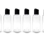 ljdeals 4 oz Clear Plastic Empty Bottles with Black Disc Top Caps, Refillable Containers for Shampoo, Lotions, Cream and more Pack of 6, BPA Free, Made in USA