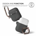 elago Silicone Case with Keychain Compatible with Apple AirPods Case 1 & 2, Front LED Visible, Supports Wireless Charging, Protective Silicone [Dark Grey]