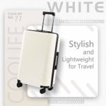 Coolife Luggage 3 Piece Sets PC+ABS Spinner Suitcase carry on Fashion (White, One_Size)