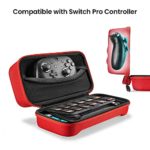 tomtoc Carrying Case for Nintendo Switch, Large Travel Switch Case with 24 Game Cartridges for Switch Consol and Pro Controller, Protective Portable Carry Case with Stand, Red