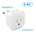 3 Pack European Travel Plug Adapter,Anstronic Europe Power Adaptor with 2 American Outlet,Ultra Compact and Light Weight,USA to Any Type C Countries Such as Italy, Iceland, Austria and More, White