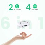 Multi-Plug Outlet Extender, SUPERDANNY 3 Prong to 2 Prong Wall Charger with 2 Wide-Spaced Outlets & 4 USB Ports, Mini Surge Protector Multiple Plug Splitter for Travel, Home, Office, Type A, White