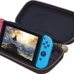 Officially Licensed Nintendo Switch Deluxe Zelda Link Travel Case – Premium Hard Case Made with Koskin Saddle Leather Embossed with Zelda Breath of The Wild Art 2 Game Cases