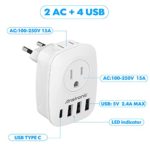 [3-Pack] European Plug Adapter, Anstronic International Travel Power Adapter with 2AC Outlets & 3USB-A & 1USB-C Charger from USA to Most of Europe EU Spain Germany France Italy Israel(Type C)