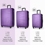 SHOWKOO 3 Piece Luggage Sets Expandable ABS Hardshell Hardside Lightweight Durable Spinner Wheels Suitcase with TSA Lock (Purple)