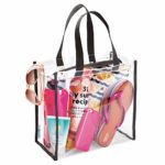 iDesign Nya Travel Accessories Bag, Tote for Personal Care/Beauty Products, Toys, Stadium, Beach, Gym – Clear/Black