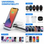 QTlier Wireless Charger, Foldable 3 in 1 Qi-Certified 15W Fast Charging Station for Air pods/Apple Watch se/6/5/4/3/2/1, Charging Stand for iPhone