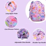 Cute Toddler Preschool Backpack Dinosaur Unicorn School Book Bag for Girls, Boys, Kids, Kindergarten Nursery Travel Bag with Chest Strap(Purple Dinosaur)