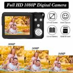 Digital Camera 2.7 inch 30MP HD Camera Compact Camera Pocket Camera,8X Digital Zoom Rechargeable Small Digital Cameras for Kids,Beginners