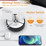 Travel Power Strip with USB Ports, 6ft Extension Cord Flat Plug with 2 Outlets & 2 USB Ports Desktop Charging Station, Overload Protection, Portable Design, Compact for Cruise Ship Dorm Hotels Office
