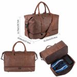 Leather Travel Bag with Shoe Pouch,Weekender Overnight Bag Waterproof Leather Large Carry On Bag Travel Tote Duffel Bag for Men or Women