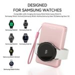 Portable Wireless Charger for Samsung Galaxy Watch, LVFAN 4000mAh Magnetic Charging Travel Charger Power Bank Battery Pack for Samsung Galaxy Watch4 Classic/Watch3/Active2/Active/Gear S3 Charge (Pink)