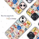 Clear Case Compatible with iPhone 13 (6.1 inch),Cool Funny Boarding Pass Stylish Airline Tags Travel Stamps Design Girls Boys Women Men Soft Shockproof Protective Case for iPhone 13