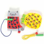 QZMTOY Wooden Lacing Toy Cat Pineapple Threading Toys Toddler Activities Fine Motor Skills Montessori Toys for Toddlers Travel Game Early Learning Educational Gifts for Boys Girsl Baby Kids