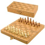 Leather Covered Chess Set Magnetic Chess Pieces 12inch Unique Design Chess Board Gift Choice for Kids and Adults