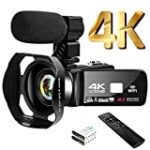 Video Camera 4K Camcorder Vlogging Camera for YouTube Auto Focus 48MP 60FPS 3.0″ Touch Screen 30X Digital Zoom Camera Recorder with Microphone Handhold Stabilizer 2.4G Remote Control