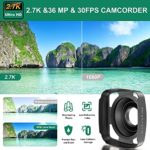 Video Camera Camcorder 2.7K Ultra HD 36MP YouTube Vlogging Camera IR Night Vision 3.0 Inch IPS Touch Screen 16X Digital Zoom Video Recorder with Remote Control