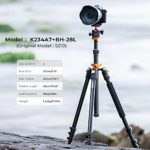 K&F Concept 78 inch Camera Tripod for DSLR Compact Aluminum Tripod with 360 Degree Ball Head and 10KG Load for Travel and Work K234A7+BH-28L (S210)