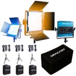 Dracast X Series Bicolor LED500 Kit – 3 Pack Includes Panel Lights, Stands, Barndoors, Travel Case | Bluetooth App Control | 3200K – 5600K LED Video Light Kit | Dimmable Lighting 0-100% | CRI TLCI 96+