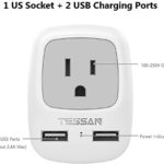 European Travel Plug Adapter, TESSAN International Power Plug with 2 USB, Type C Outlet Adaptor Charger for US to Most of Europe EU Iceland Spain Italy France Germany