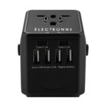 ELECTRONNS All in One Universal Travel Adapter with 2 Type-C and 4 USB Type A Port International Wall Charger Worldwide AC Power for Multi – Nation Travel EU, UK, AU, US, and Asia