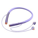 Sports Wireless Blue-Tooth Earphones, High-Power Neck-Mounted Earphones Stereo Earbuds Bone-Conduction Earphone Super Battery Life, Foldable Headset for Outdoor Working Travel Gym (Purple)