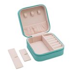 Mini Jewelry Travel Case,Small Travel Jewelry Organizer, Portable Jewelry Box Travel Mini Storage Organizer Portable Display Storage Box For Rings Earrings Necklaces Gifts TRODANCE (Blue)