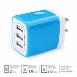 USB Charger Multi Port, AILKIN Micro USB Charger Charging Block USB Wall Plug Travel Charger Fast Phone Cube Brick USB Box for iPhone 13 12 11 10 X, Samsung Galaxy, Google Pixel, Motorola (Blue/3Port)