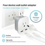 American to European Outlet Plug Adapter, Unidapt US USA Canada to EU Europe Travel Plug Adapter, from USA to EU/Europe/Italy/Swiss Outlets, 4in1 AC & 2 USB Wall Prong Adaptor (Type C)