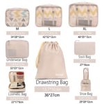 BAGAIL 8 Set Packing Cubes, Lightweight Travel Luggage Organizers with Shoe Bag, Toiletry Bag & Laundry Bag (Cream)