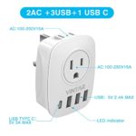 [2-Pack] UK Ireland Travel Plug Adapter, VINTAR Type G Plug Adapter with 2 Outlets, 3 USB Ports and 1 USB-C, International Power Adaptor for US to British England Irish Scotland London Hong Kong