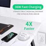 USB Charging Station with Quick Charge 3.0, JACKYLED 4 USB Charging Hub, Desktop USB Charger Station for Multiple Devices, Compatible with iPhone iPad Galaxy Smart Phone for Home Travel, White