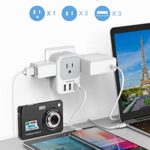 European Plug Adapter, TESSAN International Travel Power Plug with 4 AC Outlets 3 USB Ports, US to Most of Europe EU Italy Spain France Iceland Germany Greece Israel Charger Adaptor, Type C