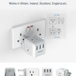 UK Travel Plug Adapter, TESSAN Type G Power Adapter with 3 American Outlets 3 USB Ports, US to UK plug adapter, Ireland Scotland England London British Kenya Charger Adaptor Converter