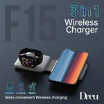 DREU Magnetic Foldable Charging Pad Portable Wireless Chargers 3 in 1, Fast Wireless Charging Station Compatible with QI Phones, i-Phone 13/12/SE/11/XS/8, Samsung, Air-Pods Pro, Ap-ple Watches