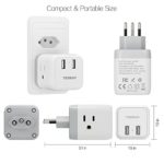 Brazil Plug Adapter, TESSAN 5 in 1 Travel Power Adapter, 3 American Outlets with 2 USB Charging Ports, Safe Grounded Plug, US to Brazil Outlet Adaptor, Type N