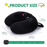 H HOMEWINS Travel Pillow for Kids Toddlers-Soft Neck Head Chin Support Pillow,Cute Animal,Comfortable in Any Sitting Position for Airplane,Car,Train,Machine Washable,Children Gift (Black cat)