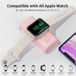 iWALK Portable Apple Watch Charger, 9000mAh Power Bank with Built in Cable, Apple Watch and Phone Charger, Compatible with Apple Watch Series 6/Se/5/4/3/2, iPhone 13/12/12 Pro Max/ 11/6s, iPod, Pink
