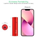 Portable Charger, BONAI Ultra-Compact Aluminum Power Bank 5000mAh Travel, High-Speed Output External Backup Battery Compatible iPhone, iPad, iPod, Samsung, Tablets – Red (with an 8-pin Charging Cable)
