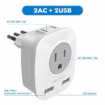 [3-Pack] Italy Travel Power Adapter, VINTAR 3 Prong Grounded Plug with 2 USB and 2 American Outlets, 4 in 1 Outlet Adaptor Dual USB, AC Outlet Adaptor for USA to Italy Uruguay Chile (Type L)